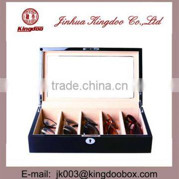 Jinhua Supplier Rectangular Wooden Handmade PU Leather Sunglasses Box With Window photo-6