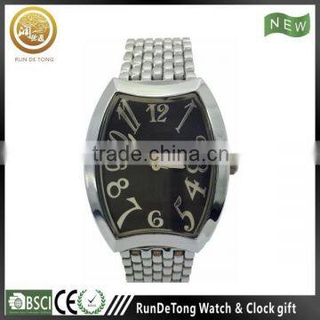 Silvery rectangular case big number beads stainless steel band luxury watch man