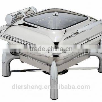 Stainless Steel Square Chafer With Glass Lid