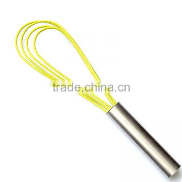 Silicone coated tea whisk egg frother with 4 wires