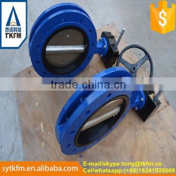 TKFM rubber seal stainless steel flanged butterfly valve flange connection