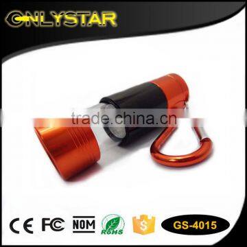 Onlystar GS-4015 carabiner aluminum zoomable mini led camping lamp light flashlight