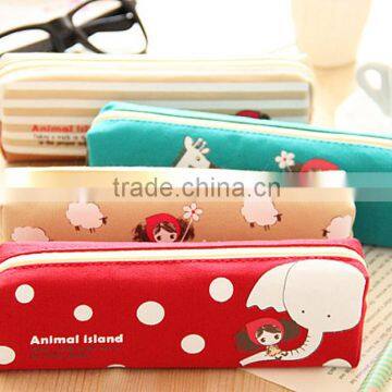 Pula girl canvas cheap zipped school pencil bag/pencil case