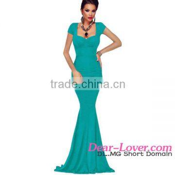 Green Crisscross Back Tie pregnant Maxi Party silk gown evening dress