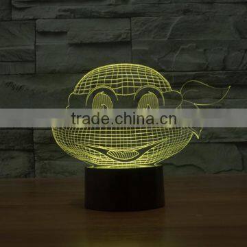 New Teenage Mutant Ninja Turtles Colorful 3D LED Lamp Touch Switch Night Light Gradient Visual Illusion Reading Lamp Holiday photo-3