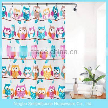 Custom owl printing children PEVA shower curtain from factory directly