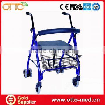 Aluminum folding 4 wheel rolling walker rollator