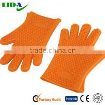 Orange Silicone Heat Resistant Gloves, Oven Mitts , Pot Holder , BBQ Cooking KIT602