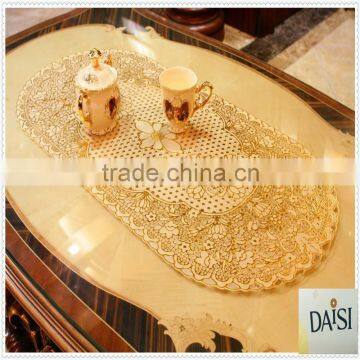 40x84 Gold and Silver Long Lace Tablecloth