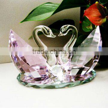 Pink Crystal Swans for Beautiful Home Decoration