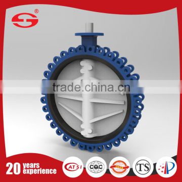 Al-bronze line-type soft seated Rubber lined DN400 worm gear operated EPDM seat center butterfly valve