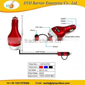 High-speed Usb Port Car Chargers Mini Dual Retractable Usb Car Charger for Iphone photo-4