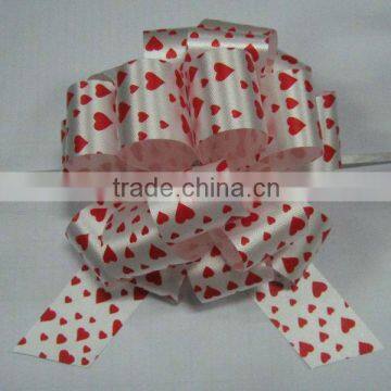 HOT SALE ! 5" Personalized Printing Poly Ribbon Hongkong Pom Pom Pull Bow for Gift Wrapping Decorations