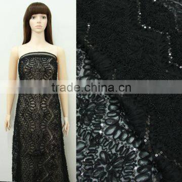 Classic haute couture embroidery fabric for dress amzing coilling sequins bead mixed special Embroidery fabric 51" Customized