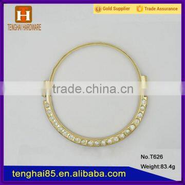 Shiny Metal Big circle leather bag handle for sale