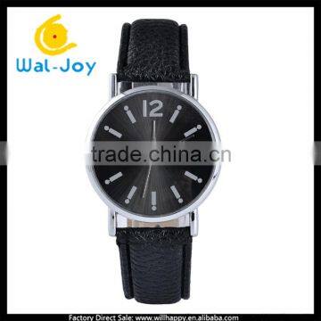 WJ-5375 black quartz wholesale cheap leather band custom men watch