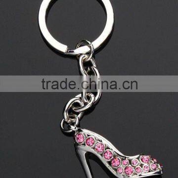 alloy rhinestones high heel key chain/keyring,can add customer's logo,various designs and colors