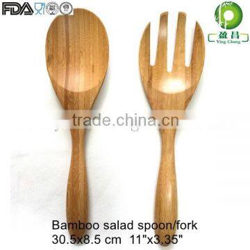 Bamboo salad big spoon & fork set wooden salad set