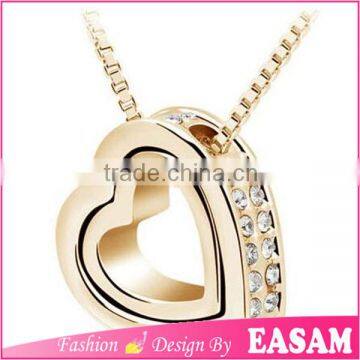 Easam Fashionable Eternal Love Double Heart Crytsal Gold Jewelry Quality Choice photo-4
