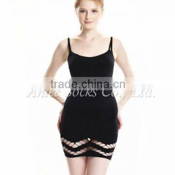 NET-5013 Seamless Slim Lady Sexy Lingerie cut out Dress ladies inner dress