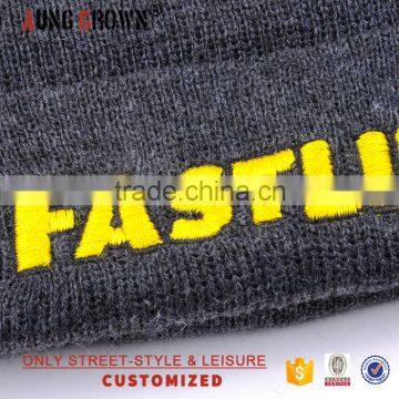 Fashion Dark Gray Custom Acylic Beanie Hat Knitted Hat photo-4