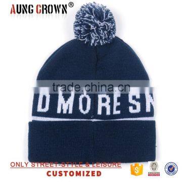 Top Quality Custom Knit Beanie Pom/top Pom Cuffed Beanie/3d Beanie photo-4