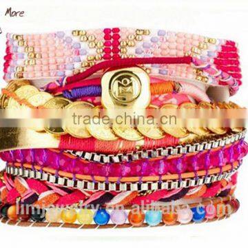 New Arrival Handmade coin wrap Bracelet,glass beads handmade bracelet