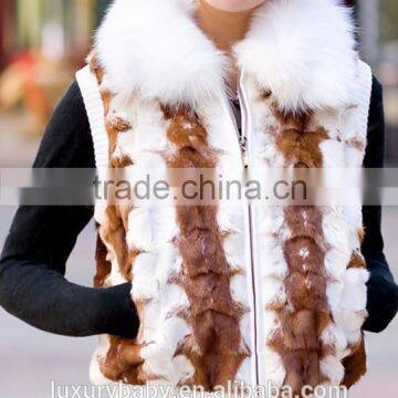 women elegant mink fur vest with fur collar /mink fur coats beijing