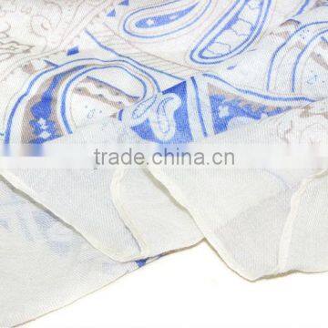 Paisley Design Blue and White Printed 2015 Spring Scarf photo-4