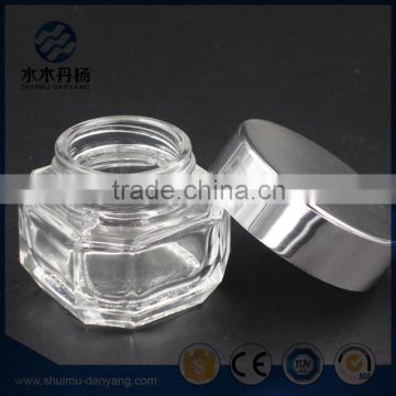 Fancy 40ml unique clear cosmetic glass jar