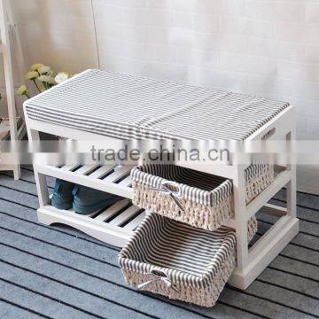 Cheap White Wood Bench Furniture With Shoe Rack photo-4