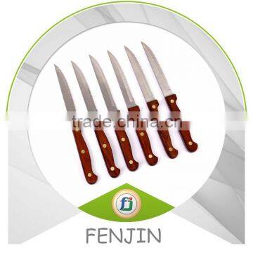 Popular LFGB/SGS Stainless Steel Wooden Handle Steak Knife