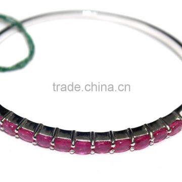 Red Ruby Oval Shape 925 Sterling Silver Bracelet