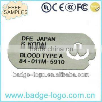 fashionable customized etched stainless steel dog tags