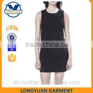 New Design Sleeveless Leather Dress for Office Lady photo-4