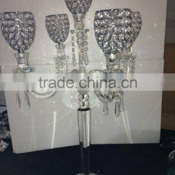 2013 New arriaval 5arms crystal glass candelabra for wedding decoration (R-2019