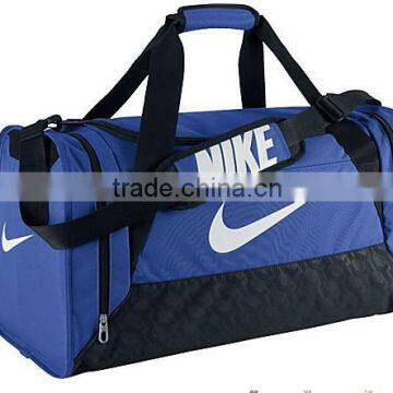 outdoor sports men shoulder blue polyester travel bag with trolley