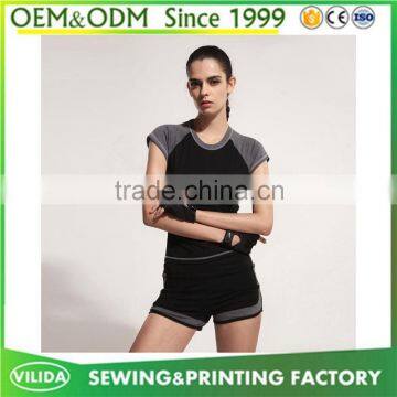 New fashion women's 100% polyester quick dry tight-fitting running sport t shirt