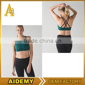 new design custom nylon/spandex dry fit womens Strappy back sexy sports bra fitness yoga bra