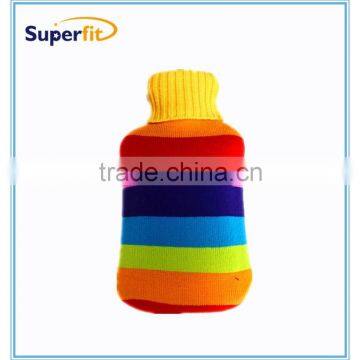 Rainbow knitted cover with hot water bag