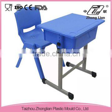 Adjustable height classroom furniture plastic single desk