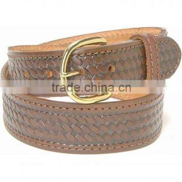 Import italian genuine leather basketweave embossed belt