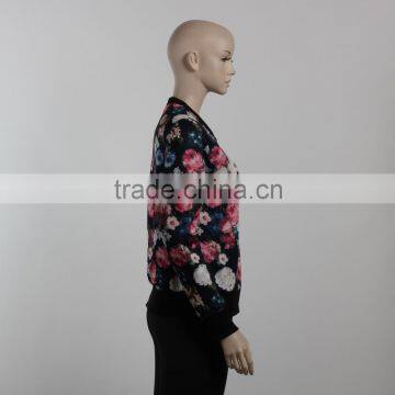 F5W20107 Women Floral Printed Bomber Jackets photo-3