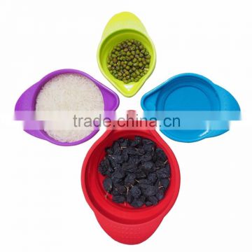 Collapsible silicone measuring cups for four volume