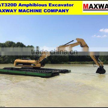 320 Deep Water Excavator with Side Pontoon and Hydraulic Spud , Additional Pontoon with Hydraulic Spud . CE , EPA , SGS, ISO