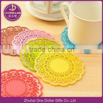 Lovely Cute Sweet Semitransparent Lace Cup Mat Silicone Rubber Coaster for Wine, Glass, Tea