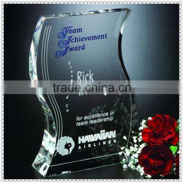 Personality Etched Crystal Wave Awards For Office Desktop