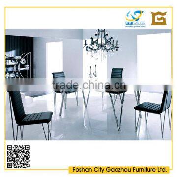 Modern home furniture glass top metal frame dining table sets