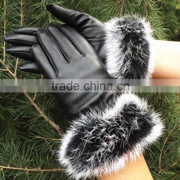 Korea Style Full Finger PU Material Winter Keep Warm and Velvet Cycle Gloves for Woman photo-4
