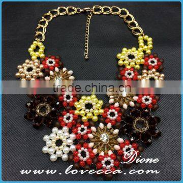 New charms women exaggerate multicolor flower crystal fine fancy necklaces